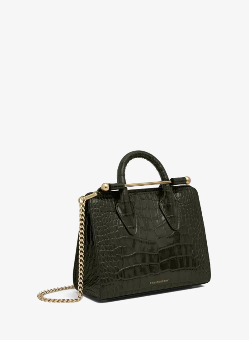 Strathberry  Nano Tote Croc Forest bag for Women | Best Price UAE